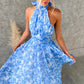 Women's Holiday-style Sleeveless Printed Backless Dress