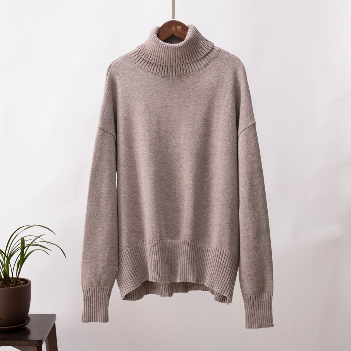 Pull à col roulé uni tendance pour femme