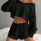 European And American Women's Long-sleeve Blouse Shorts Suit