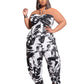 Plus Size Women's Halter Loose Lantern Sleeveless Print Jumpsuit