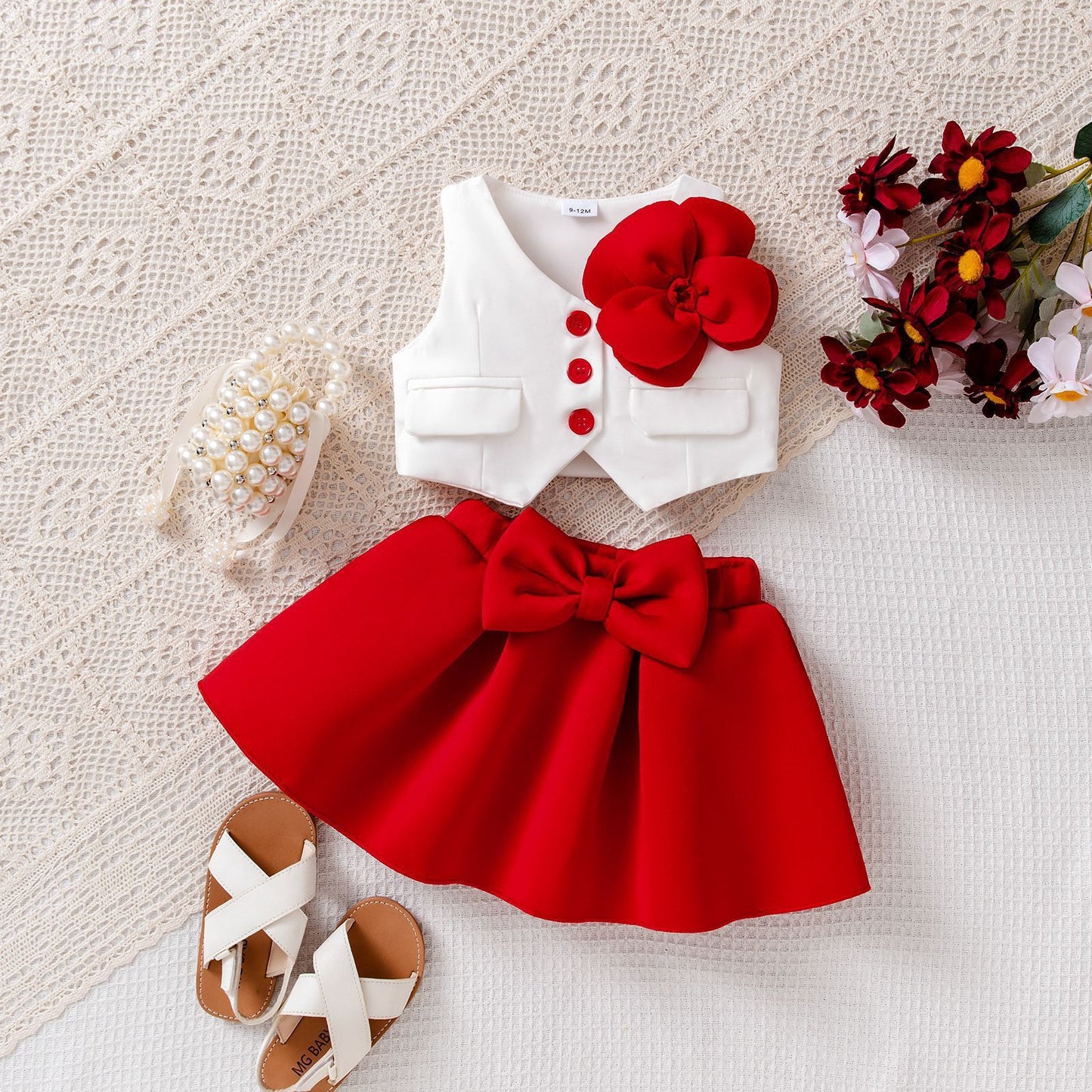 Girl's Outerwear Sleeveless Top And Skirt