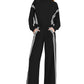 Double Striped Long-sleeve Zipper Pants Pocket Sports Suit