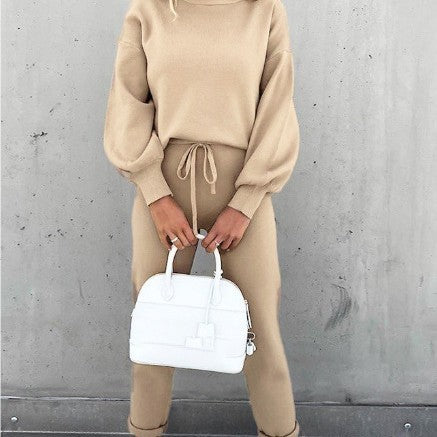 Autumn And Winter Long Sleeve Fleece Fashion Casual Sweater Suit