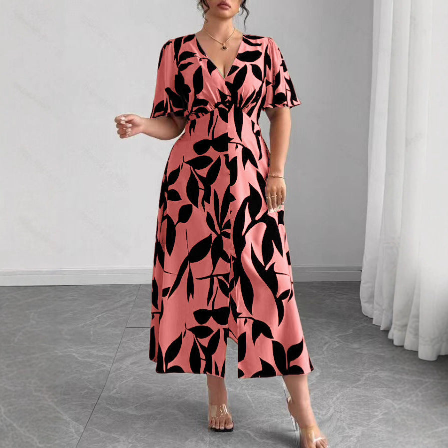 Plus-size Elegant V-neck Dress For Women