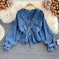 Women's Fashionable All-matching Loose Denim Jacket Top