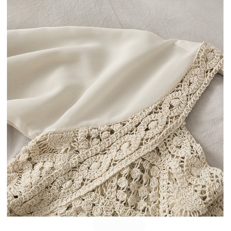 Women's Chiffon Panel Puff Long Sleeve Top