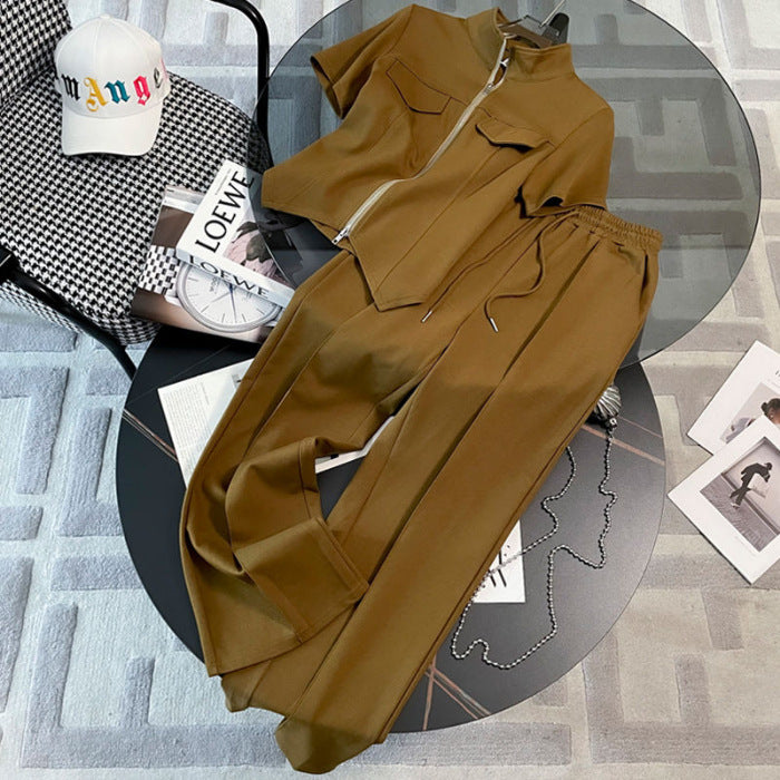Short-sleeve Wide-leg Pants Casual Sportswear Set
