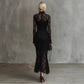 Black Stretch Lace Mermaid Maxi Dress