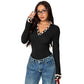 Long-sleeve Patchwork Leopard-print Mock-neck Knit Bodysuit
