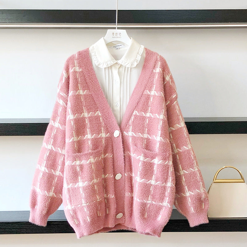 Women's Mink Fleece Sweater Cardigan Jacket