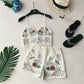 New holiday fashion suit heavy industry embroidered flower sling top + high waist embroidered shorts two-piece suit