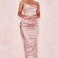 Satin Tube Top Split Knee-length Dress