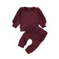 Costume enfant simple à manches longues et couleur unie avec bordure en feuille