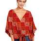 Spring And Summer New V-neck Short-sleeved Printed Loose Top Women's