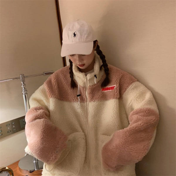 Loose stand-collar student cardigan jacket