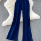 Metal Button Crew Neck Sleeveless Denim Vest High Waisted Wid Leg Pants Set