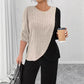Women's Set Crew-neck Colorblock Top With Asymmetrical Hem Straight-leg Trousers