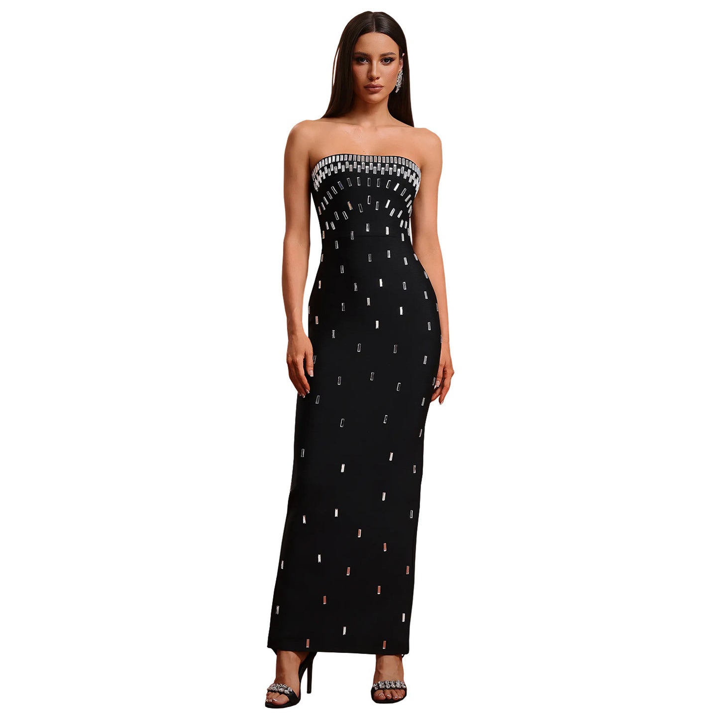 European And American Fashion Women's Wear Tube Top High-end Drilling Backless Dress