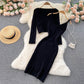 Vintage Cropped Top Sling V-Neck Dress Stacked Two Piece Suit