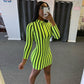 Summer Fashion Color Contrast Striped Print Dress