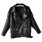 Chain Loose Female PU Leather Jacket Ladies Jacket