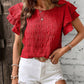 Summer Ruffled Short-sleeved T-shirt Casual Round Neck Pleated Design Top For Women Clothing