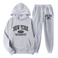 European And American Men's Hoodie Sweater Suit Fashion Printed Two-piece Suit