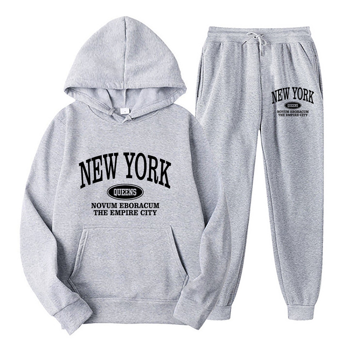 European And American Men's Hoodie Sweater Suit Fashion Printed Two-piece Suit