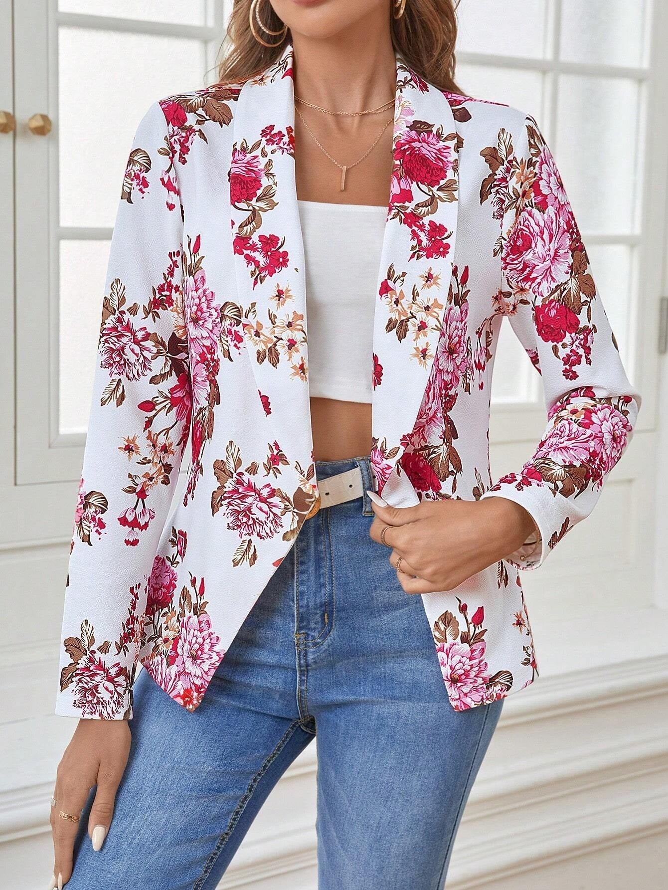 Cardigan Coat Candy Color Loose Print Casual Long Sleeve Ladies