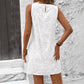 White Embroidered Crew-Neck Tank Dress Bohemian Dress