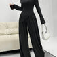 Solid-color Elegant Off-shoulder Sleeveless Shirt And Wide-leg Pants Set For Women