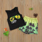 Boys Beach Style Glasses Palm Tree Print Vest Shorts Set