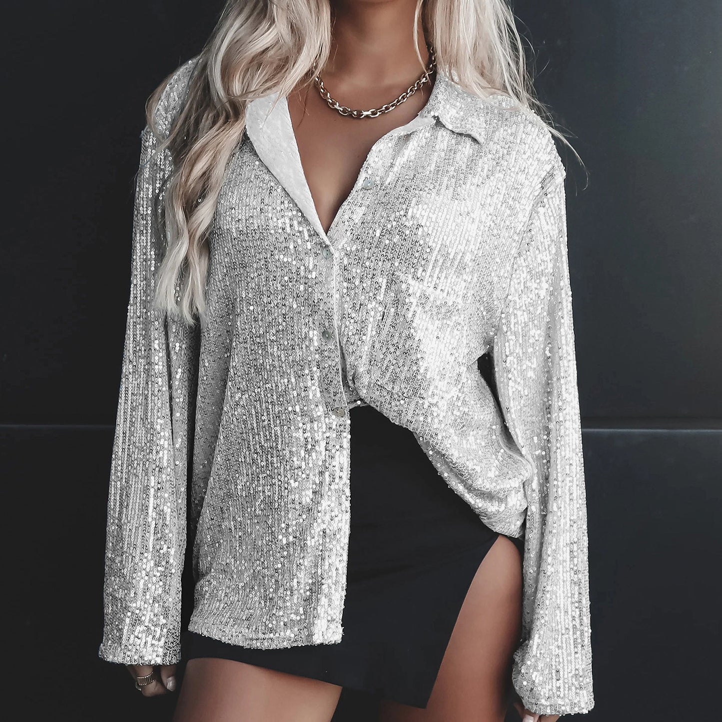 Women's Fashion Casual Solid Color Buttons Long-sleeved Cardigan