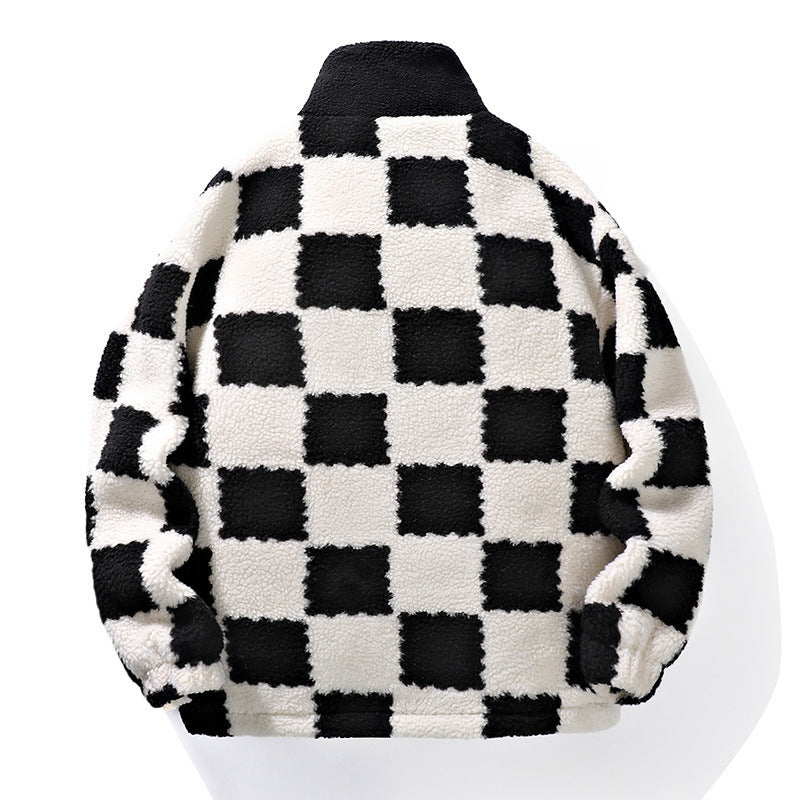 Plaid Lamb Wool Coat For Men And Women In Winter