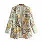 European And American Fashion Retro Trendy Ins Printed Casual Suit Jacket Women