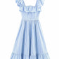 Women's Three-color Single-breasted Striped Ruffled Waist Dress