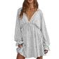Robe drapée à lacets et col en V à paillettes pour femme
