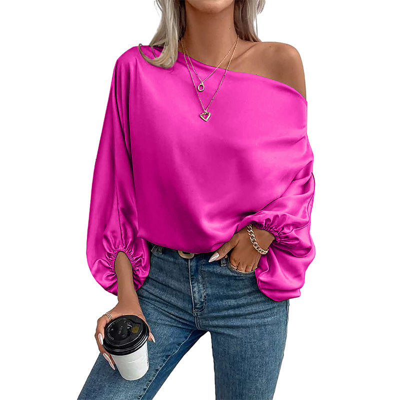 Pull asymétrique à col diagonal, style européen et américain