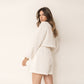 Ensemble haut court à lacets et manches longues pour femme, col rond, tendance