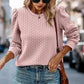 Twist Pattern Sweatshirt Round Neck Bubble Long Sleeve Top
