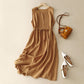 Pullover Round Neck Sleeveless Cotton Linen Loose Dress
