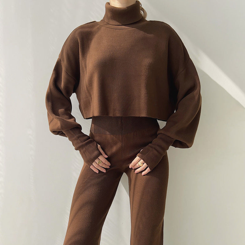 Ensemble haut ample à manches longues et col roulé pour femme, nouvelle collection européenne et américaine, mode décontractée, automne et hiver