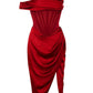 Women's Shoulder Stitching Irregular Slit Dress