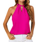 Women's Chiffon Hanging Neck Pullover Lace-Up Tank Top