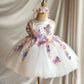 White Girl Flower Design Stage Show Performance Costume