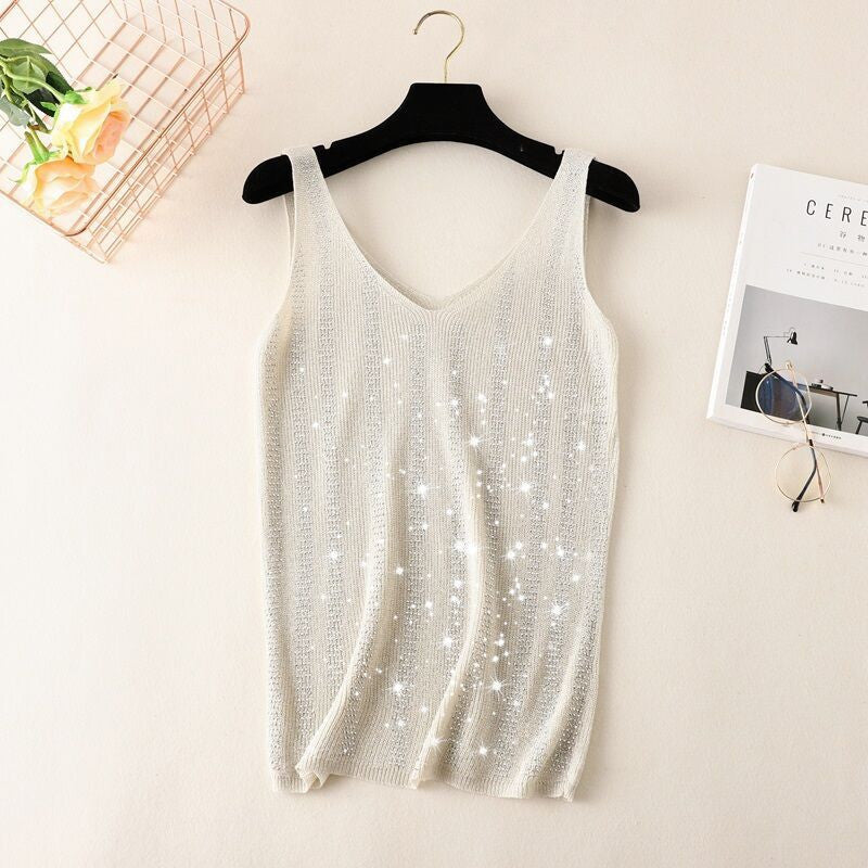 Summer Camisole Women's New Ice Silk Sleeveless Thin Knitted Bottoming Shirt