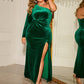 Slit One-shoulder Cold-shoulder Pleuche Dress