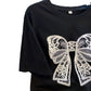 Nouveau t-shirt à manches courtes imprimé nœud papillon pour femme