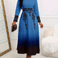 Women's Long Sleeve High Waist Print Gradient Large Swing Dress