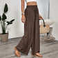 Casual Simple Style Lace-up Embroidered Loose Wide-leg Pants